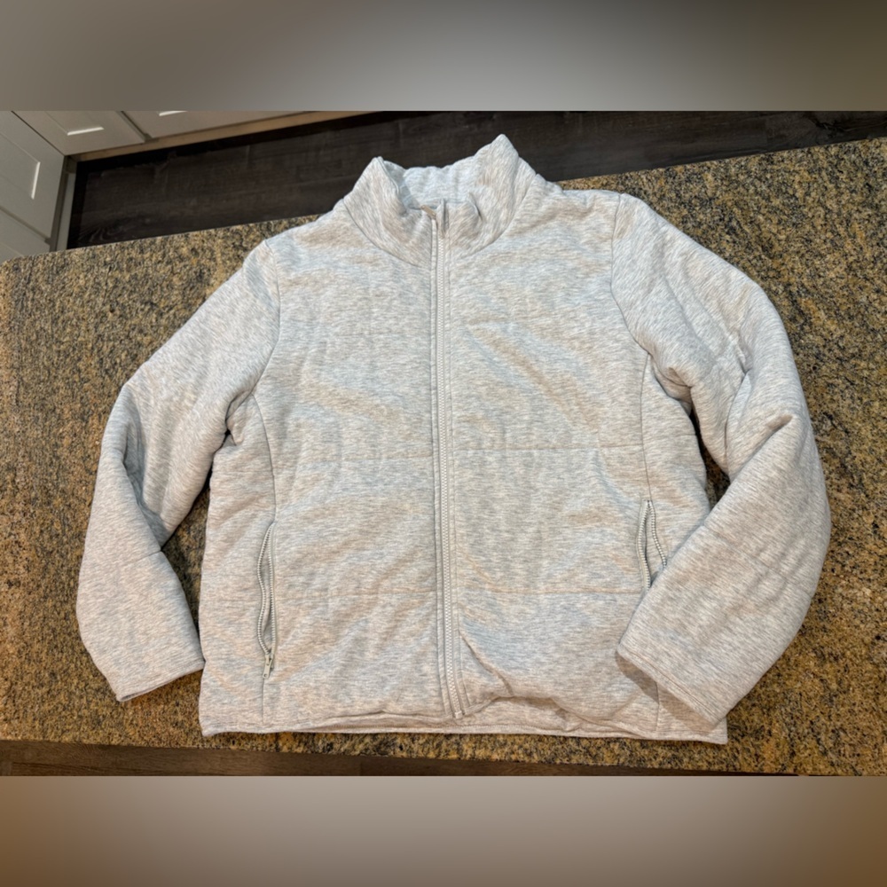 Three Dots Knitted Puffer jacket size Large women’s gray light jacket